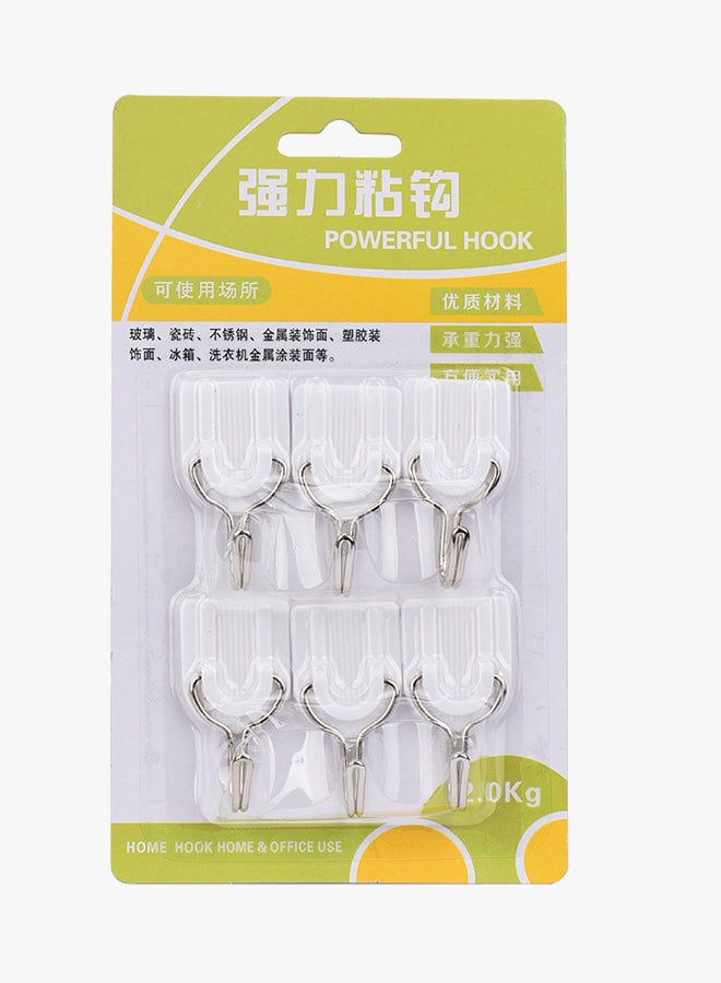 6-Piece Wall Sticky Hooks White 2.50 x 4.70 x 2.00cm - Image 4