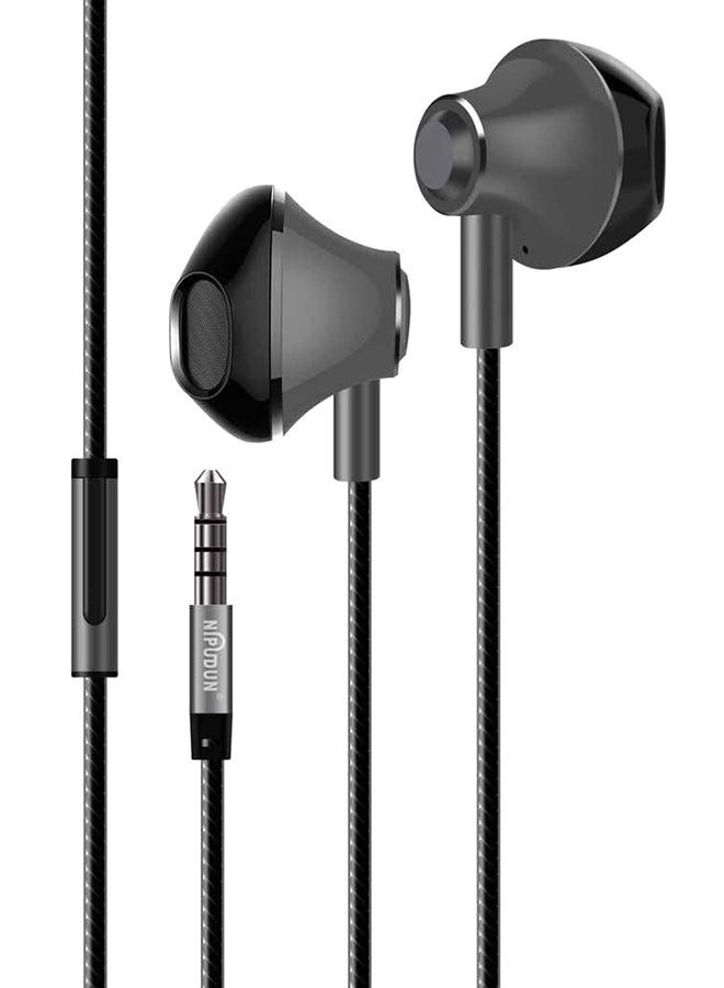 NIPUDUN In-Ear Earphones With Mic Black/Grey 