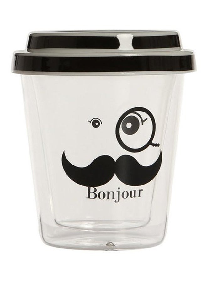 Biggdesign Bonjour Double Walled Glass With Lid Clear/Black 200ml - Image 1