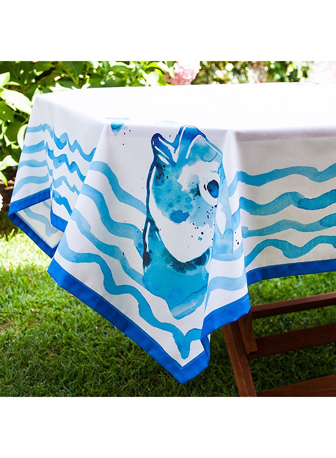 Biggdesign Anemoss Gilt Head Bream Table Cloth White/Blue 140x140cm  - Image 3