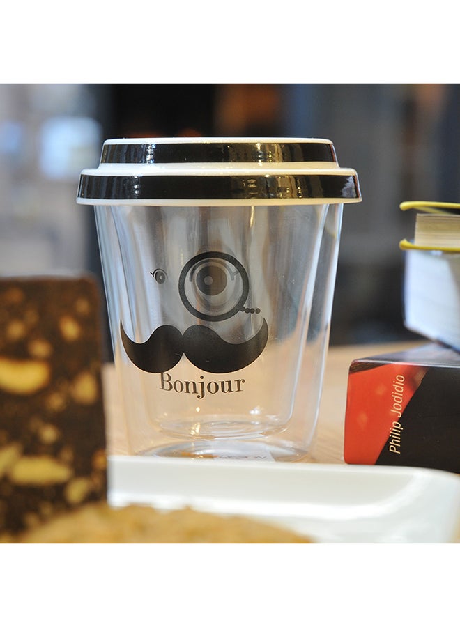 Biggdesign Bonjour Double Walled Glass With Lid Clear/Black 200ml - Image 3