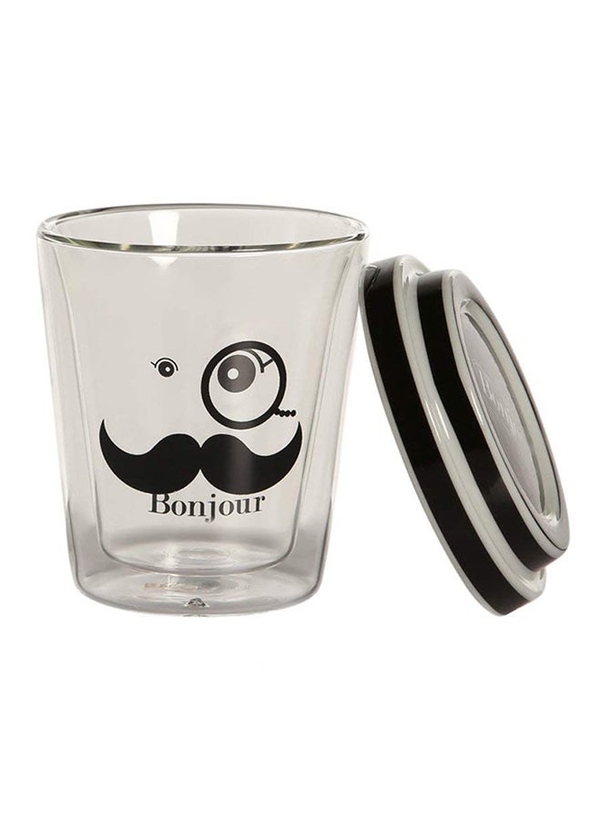 Biggdesign Bonjour Double Walled Glass With Lid Clear/Black 200ml - Image 2