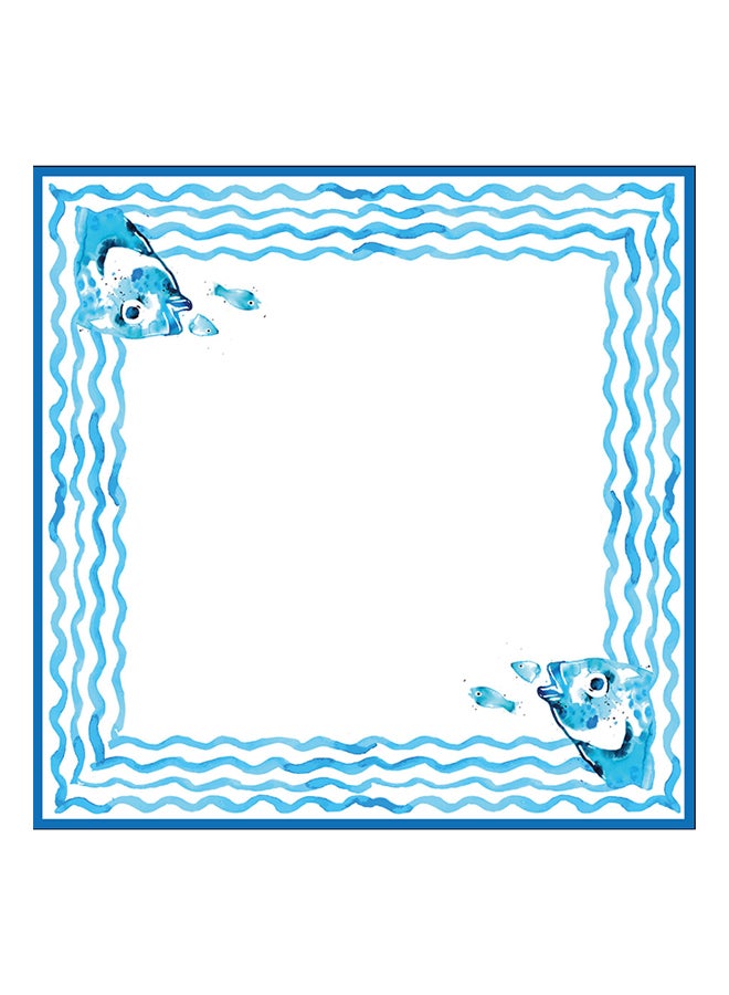 Biggdesign Anemoss Gilt Head Bream Table Cloth White/Blue 140x140cm  - Image 1