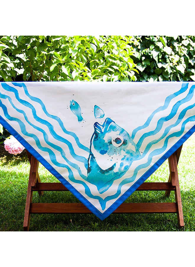 Biggdesign Anemoss Gilt Head Bream Table Cloth White/Blue 140x140cm  - Image 4