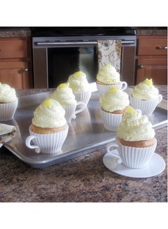 Somay 8-Piece Cupcake Mould With Saucer Set White 12x12x9centimeter  - Image 3