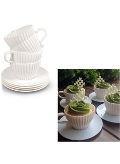 Somay 8-Piece Cupcake Mould With Saucer Set White 12x12x9centimeter  - Image 5