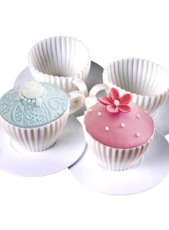 Somay 8-Piece Cupcake Mould With Saucer Set White 12x12x9centimeter  - Image 2