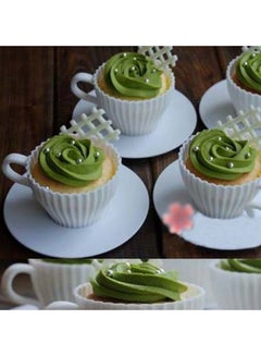 Somay 8-Piece Cupcake Mould With Saucer Set White 12x12x9centimeter  - Image 4