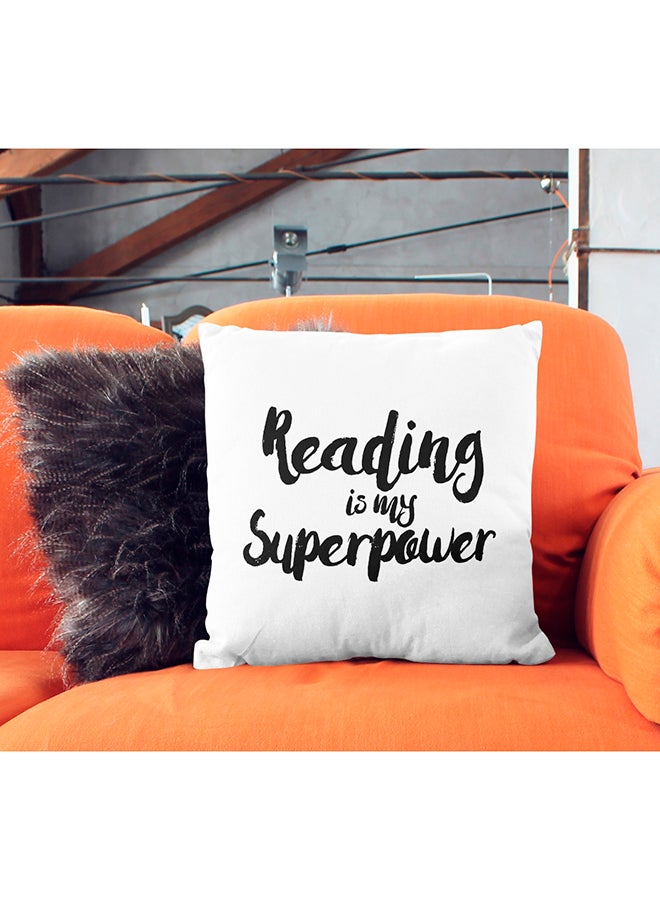 Generic - Reading Is My Super Power Decorative Pillow White/Black 16x16inch - Image 1