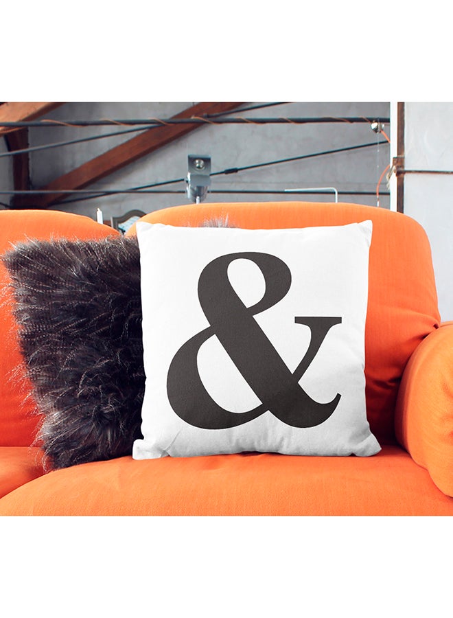 And Sign Punctuations English Special Characters Decorative Pillow White/Black 16x16inch  - Image 3