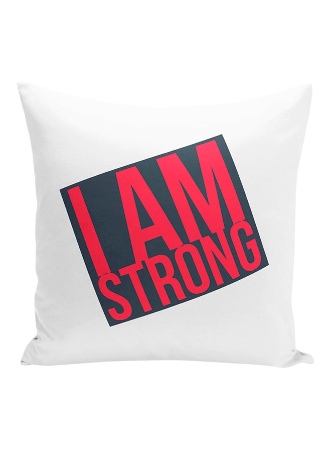 I Am Strong Decorative Pillow White/Red/Black 16x16inch - Image 1