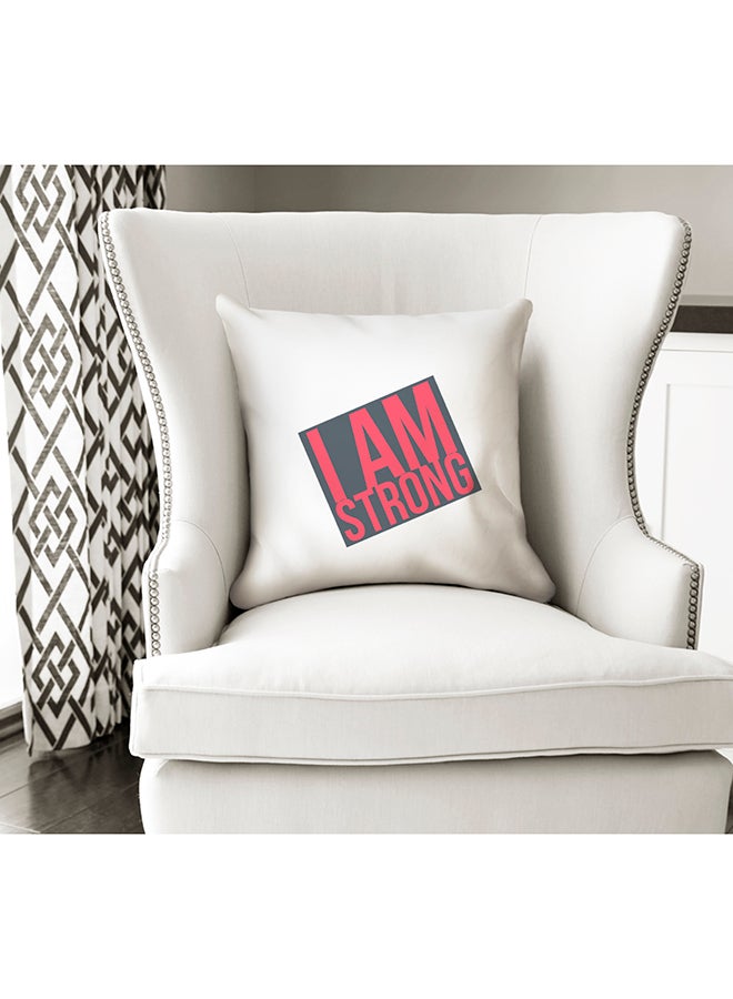 I Am Strong Decorative Pillow White/Red/Black 16x16inch - Image 2