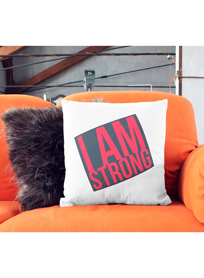 I Am Strong Decorative Pillow White/Red/Black 16x16inch - Image 3