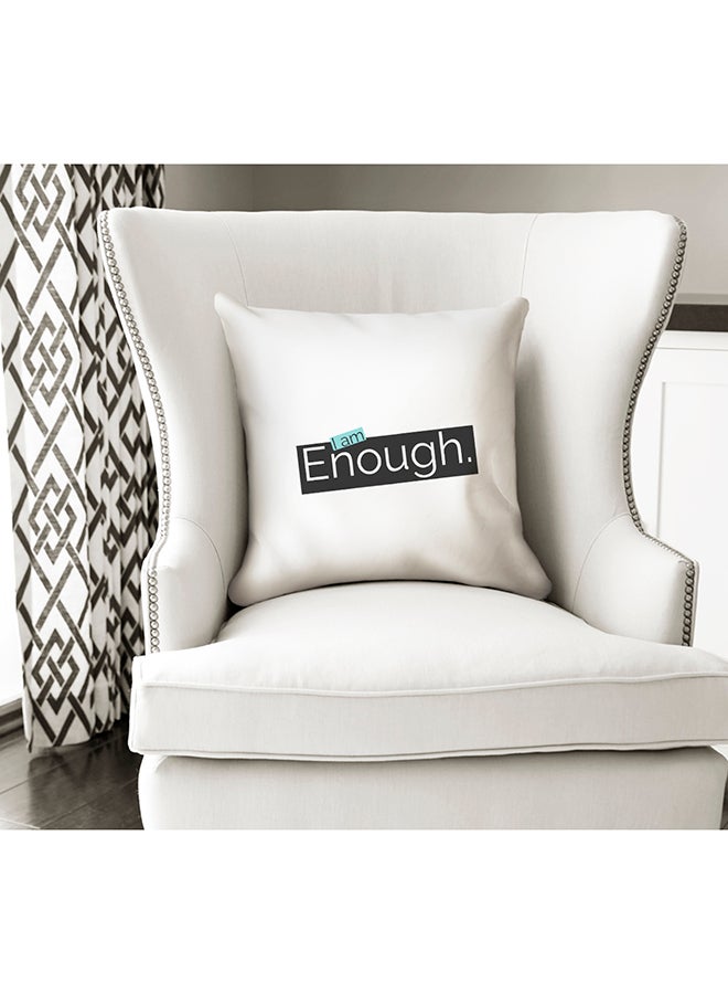 وسادة زينة بطبعة عبارة I Am Enough أبيض/أسود/أخضر فاتح 16x16بوصة - Image 2