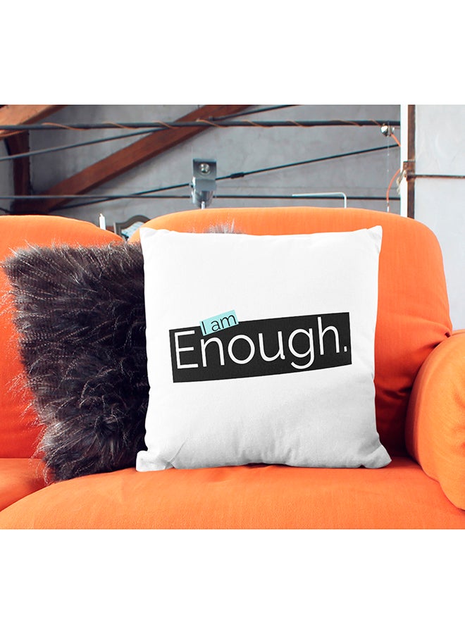 وسادة زينة بطبعة عبارة I Am Enough أبيض/أسود/أخضر فاتح 16x16بوصة - Image 3