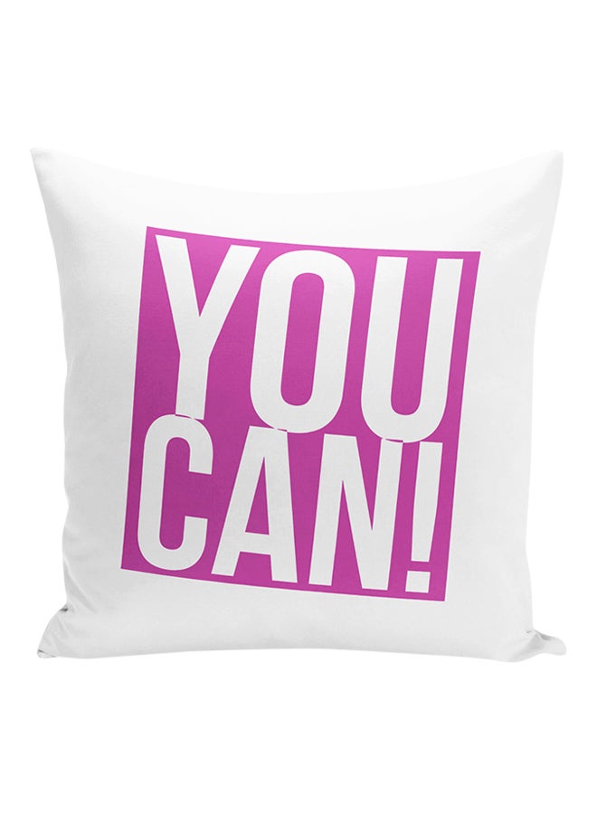 وسادة للديكور مطبوع عليها العبارة التحفيزية "You Can" أبيض/أرجواني 16x16بوصة - Image 1