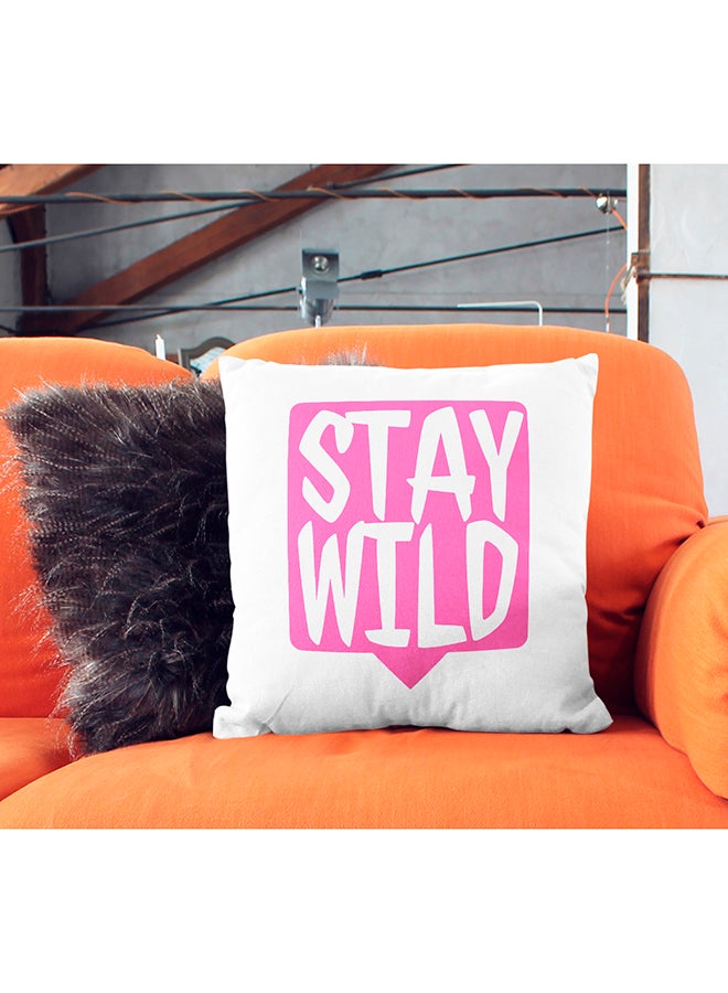 Stay Wild Decorative Pillow White/Pink 16x16inch - Image 3