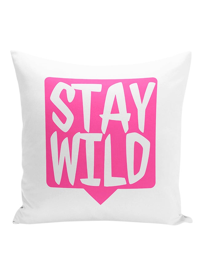 Stay Wild Decorative Pillow White/Pink 16x16inch - Image 1
