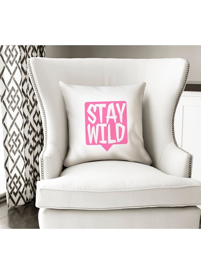 Stay Wild Decorative Pillow White/Pink 16x16inch - Image 2