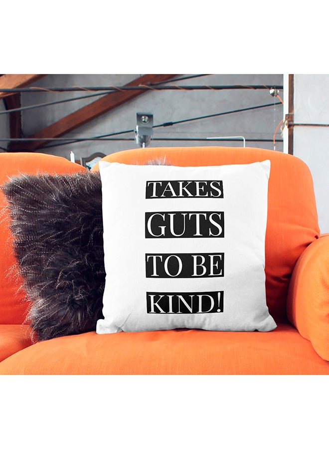 وسادة زينة بنمط مطبوع لعبارة "Take Guts To Be Kind" أبيض/ أسود 16x16بوصة - Image 3