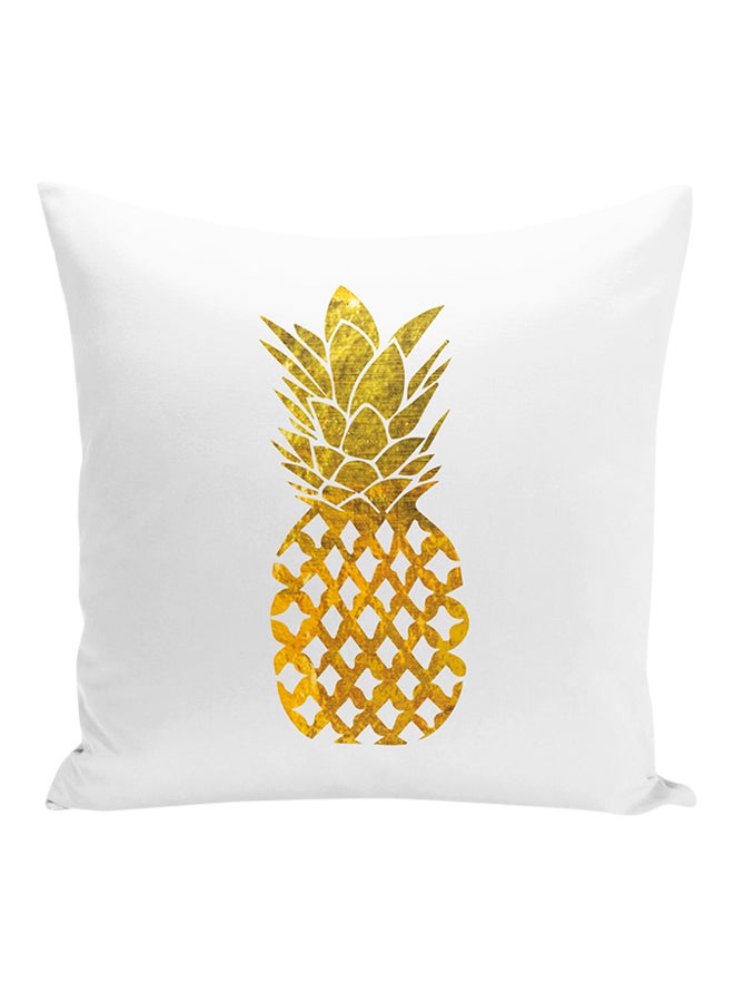 Pineapple Decorative Pillow White/Gold 16x16inch - Image 1