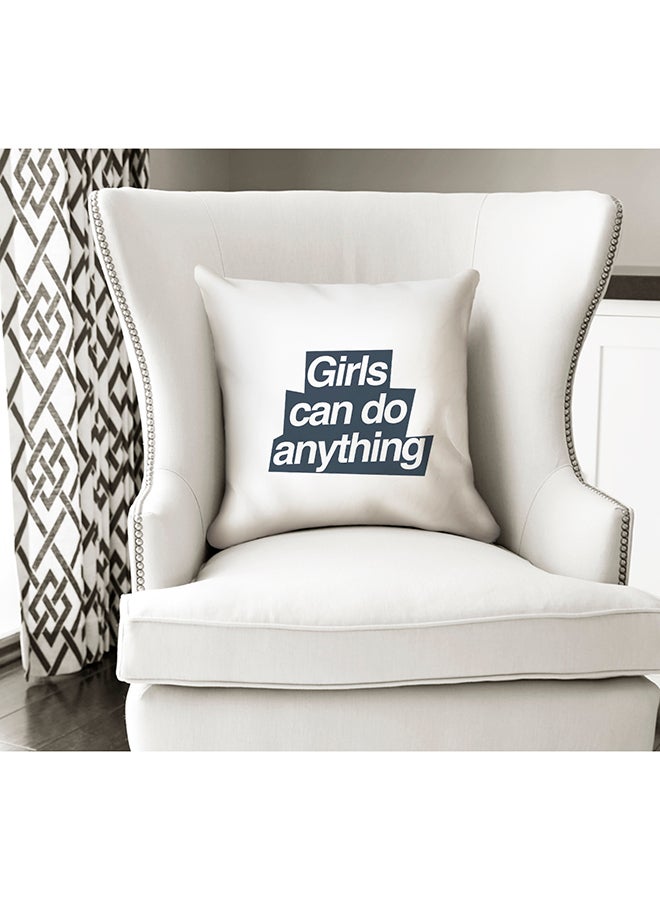 Girls Can Do Anything Decorative Pillow White/Blue 16x16inch - Image 2