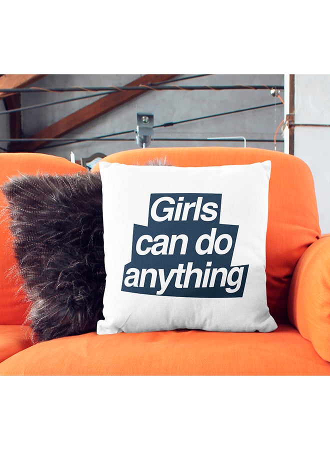 Girls Can Do Anything Decorative Pillow White/Blue 16x16inch - Image 3