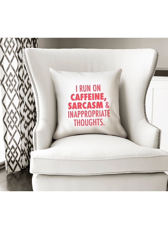 Caffeine Sarcasm Inappropriate Thoughts Decorative Pillow White/Red 16x16inch - Image 2