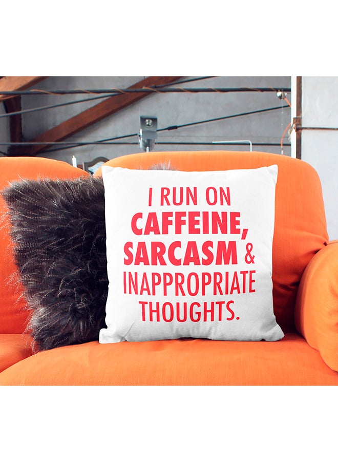 Caffeine Sarcasm Inappropriate Thoughts Decorative Pillow White/Red 16x16inch - Image 3