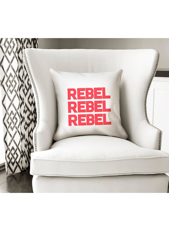 وسادة زينة مطبوع عليها عبارة Rebel Rebel Rebel أبيض/أحمر 16x16بوصة - Image 2