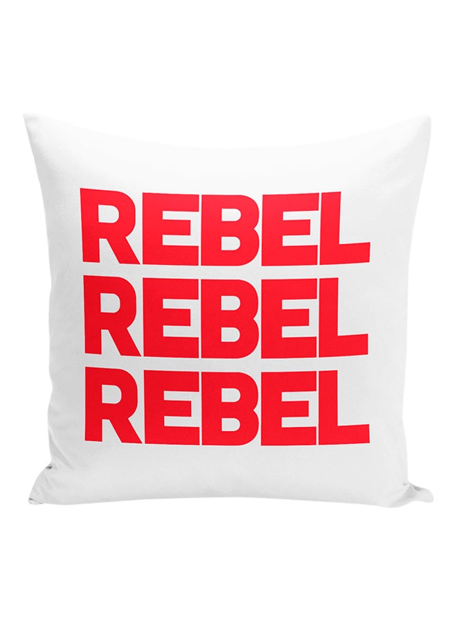 وسادة زينة مطبوع عليها عبارة Rebel Rebel Rebel أبيض/أحمر 16x16بوصة - Image 1