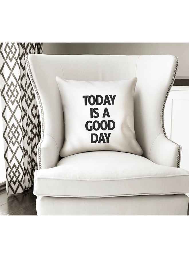 Today Is a Good Day Happy Morning Quote Decorative Pillow White/Black 16x16inch - Image 2