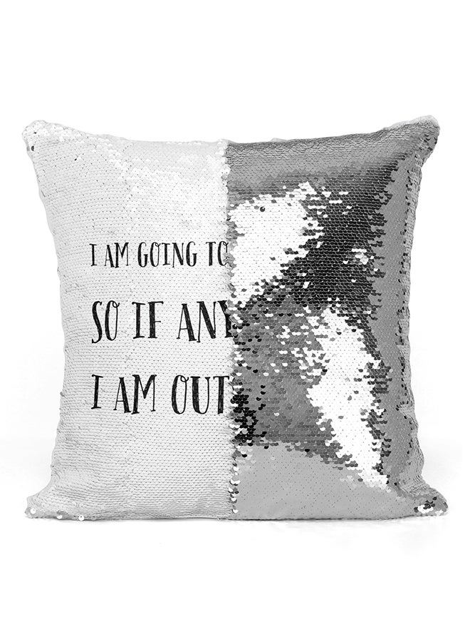 I Am Outstanding Funny Witty Sequined Pillow Silver/Black 16x16inch - Image 2