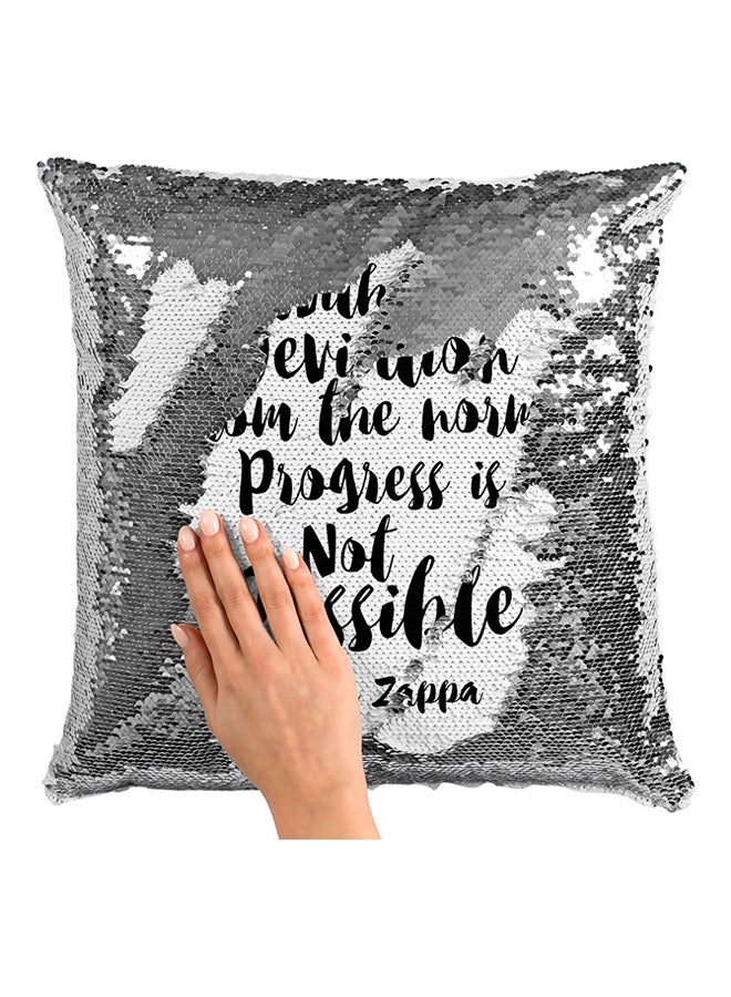 Generic - Without Deviation From The Norm Progress Is Not Possible Frank Zappa Decorative Pillow White/Grey/Black 16x16inch - Image 1