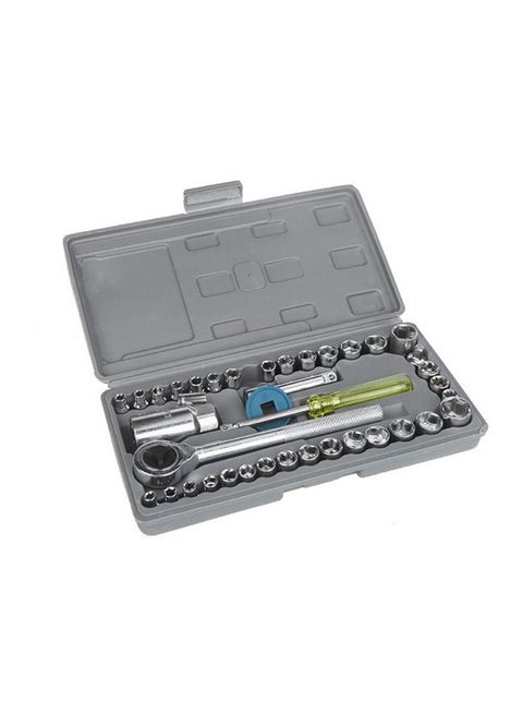 40-Piece Combination Socket Small Wrench Set Yellow/Grey 24cm