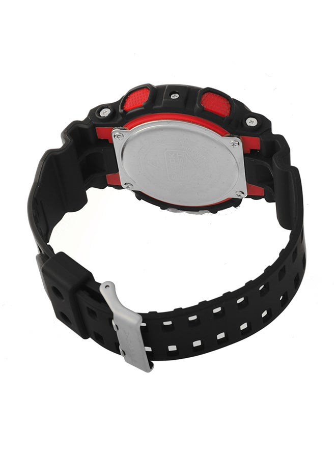 جي شوك ساعة يد رقمية وبعقارب بسوار من الراتنج وتصميم دائري - لون أسود - طراز GA100-1A4 للرجال - Image 2