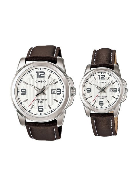 Leather Analog Quartz Couple Watch MTP/LTP-1314L-7A