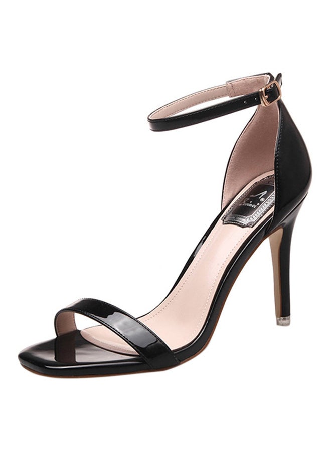 High Heel Ankle Strap Sandals Black 