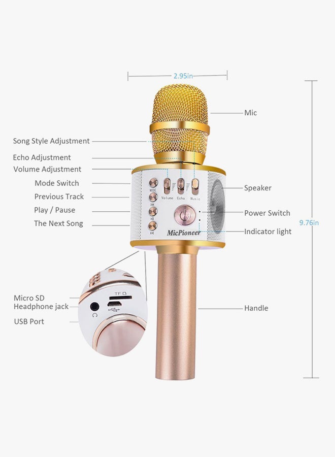Edal Karaoke Mic Bluetooth Speaker GH016 Rose Gold - Image 2