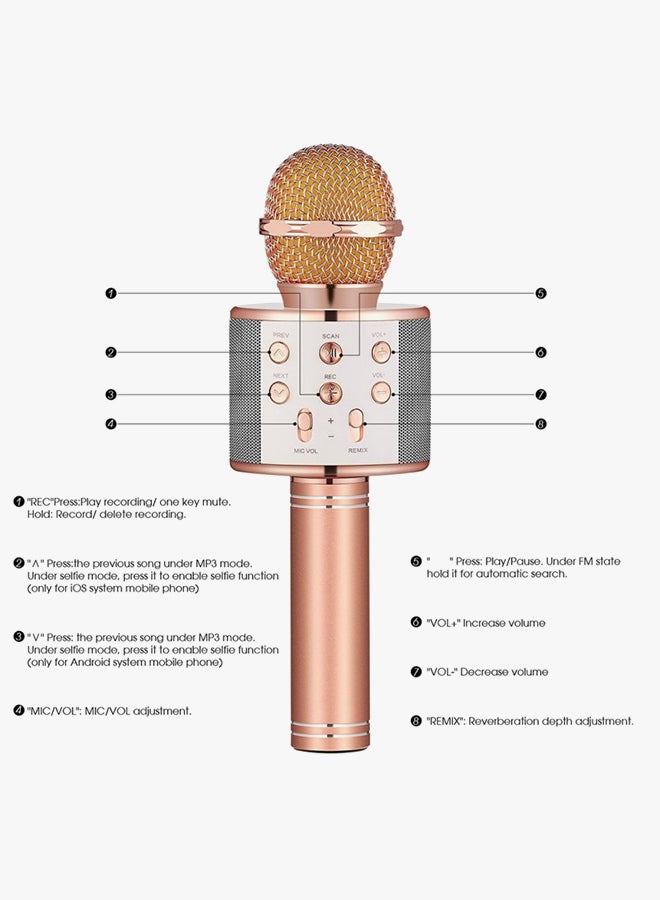 Edal Karaoke Mic Bluetooth Speaker GH014 Rose Gold - Image 3