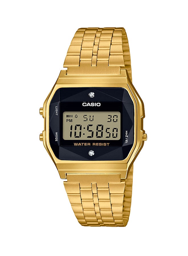 CASIO - Men's Diamond Studded Digital Watch A159WGED-1DF - 33 mm - Gold - Image 1
