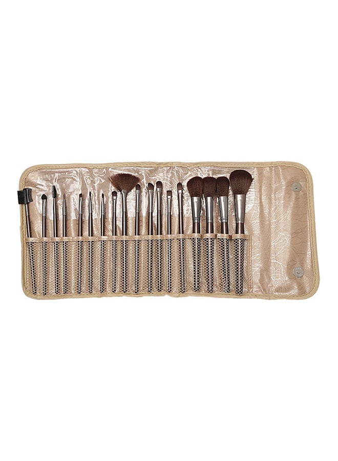 JUST GOLD 18-Piece Brush Set With Bag Brown/Silver  - Image 2