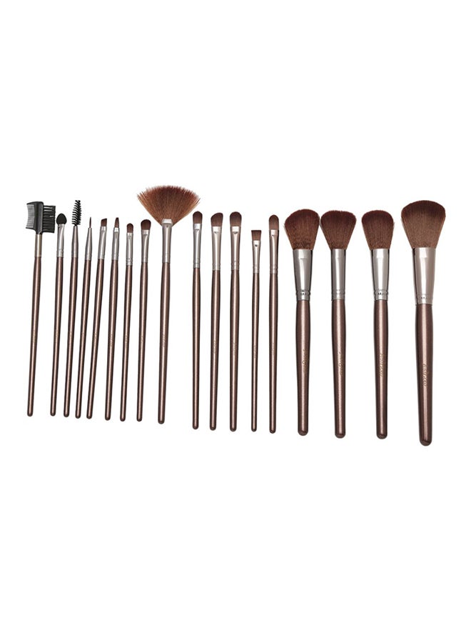 JUST GOLD 18-Piece Brush Set With Bag Brown/Silver  - Image 1