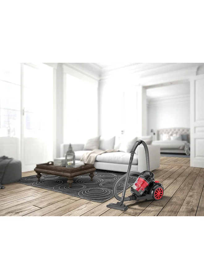 BLACK+DECKER Multi-Cyclonic Bagless Corded Canister Vacuum Cleaner, 20 kPa Suction, 6-Stage HEPA Filtration, 2.5L Capacity, Variable Speed, 5m Cord, Convenient Storage, 2.5 L 1400 W VM1680-B5 Black/Red/Grey