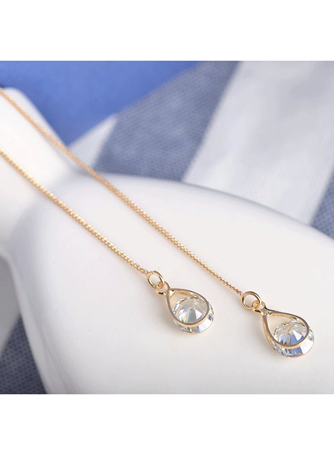 Zircon Studded Drop Earrings - Image 3