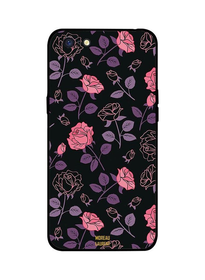 مورو لورنت غطاء جلدي - لهاتف Oppo A71 - زهور وردية وأرجوانية