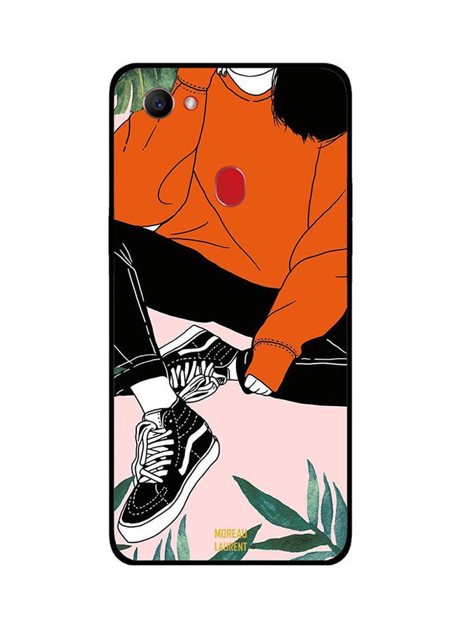 Moreau Laurent Skin Case Cover -for Oppo F7 Black Shoes Orange Shirt Girl Black Shoes Orange Shirt Girl