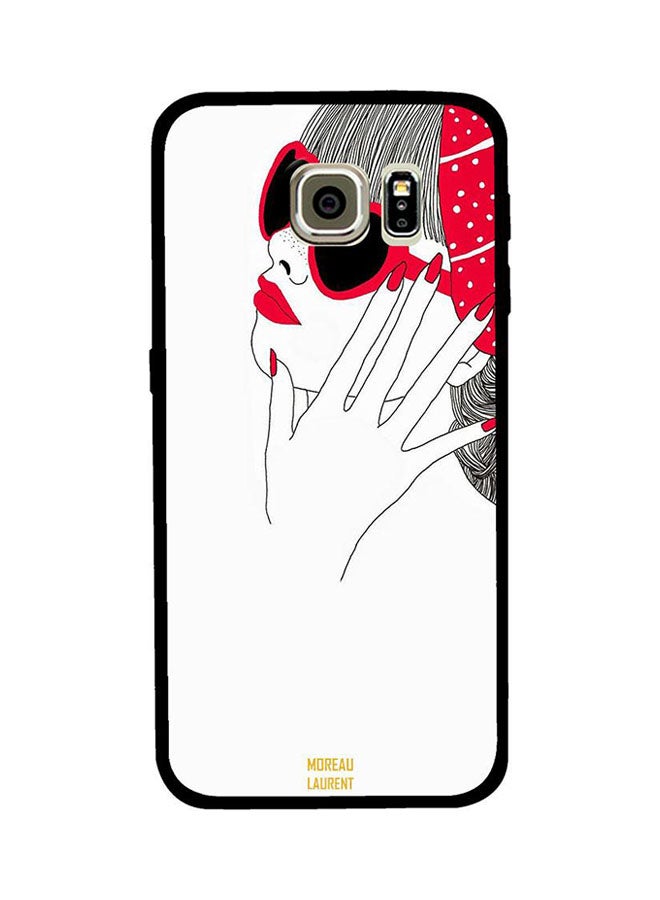 Protective Case Cover For Samsung Galaxy S6 Red And Black Girl Glass