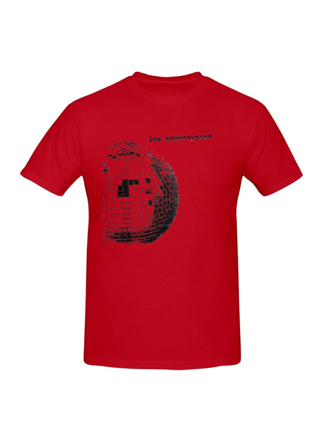 Lcd Soundsystem Band Logo Printed Cotton Short Sleeve T-Shirt Red  - Image 1