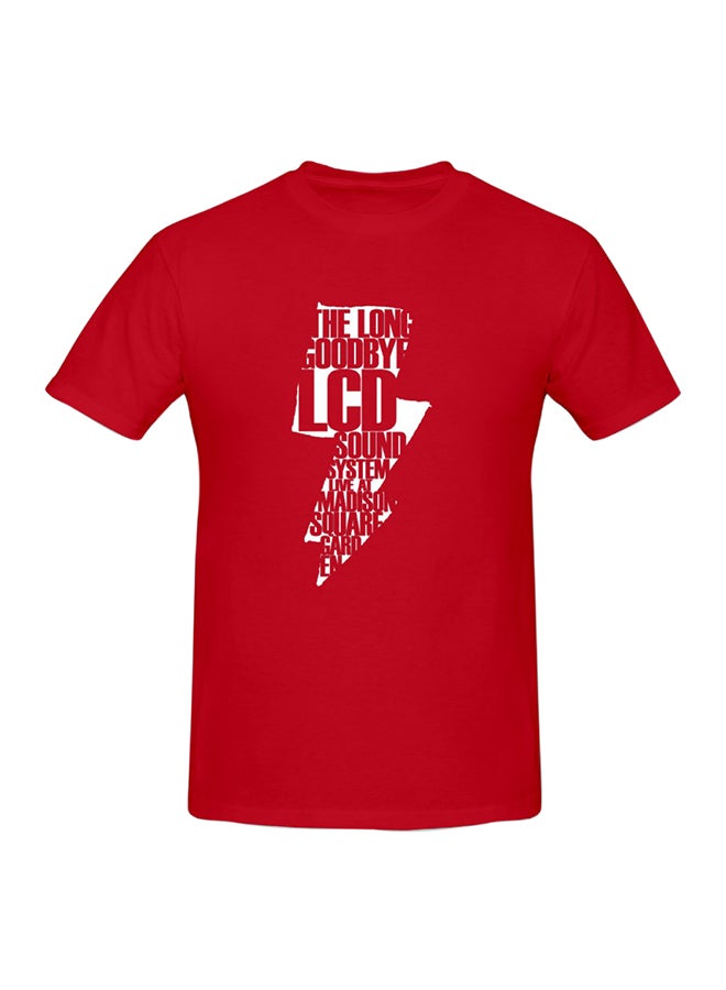 Lcd Soundsystem Long Goodbye Printed Cotton Short Sleeve T-Shirt Red  - Image 1